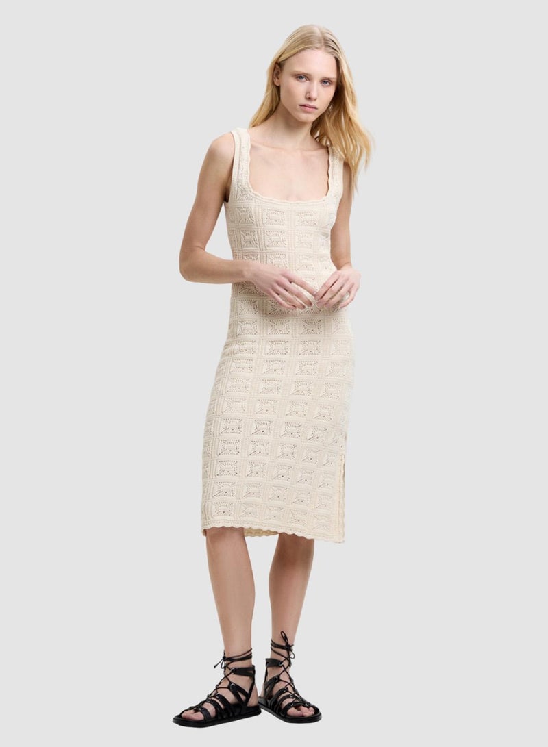 French Connection Nellis Crochet Knit Midi Drsess - Image 1